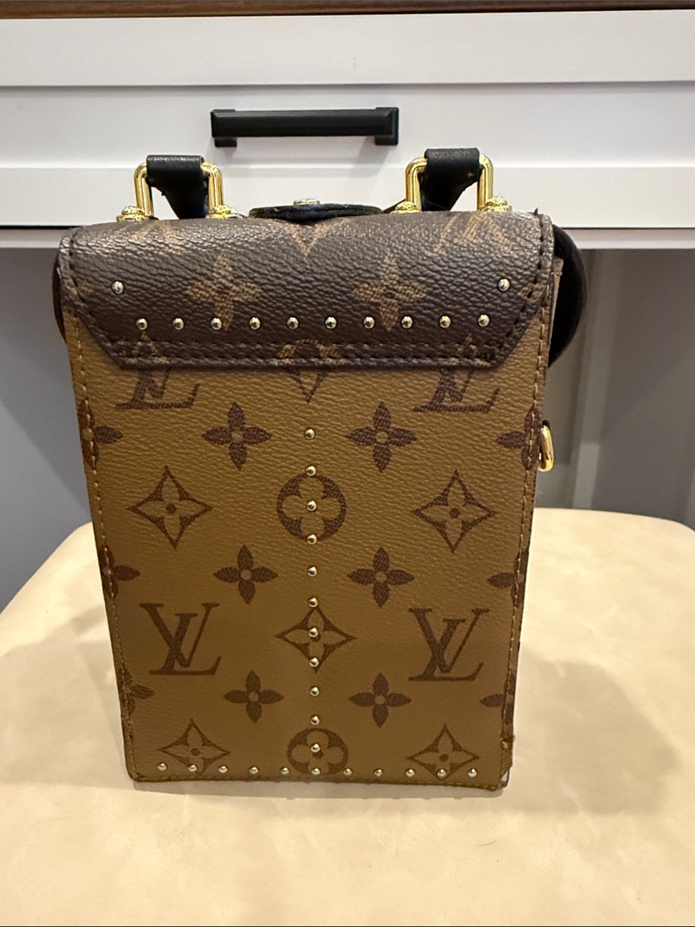 Louis Vuitton Brown Monogram Vertical Trunk Bag with Gold Hardware - Picture 3 of 7